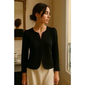 VTG Alain Richard Black Crochet Knit Sweater I Small I Quiet Luxury Balletcore